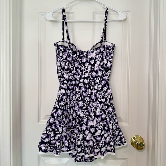 Profile by Gottex Printed Bandeau Swimdress Size 16 Navy - Picture 3 of 11